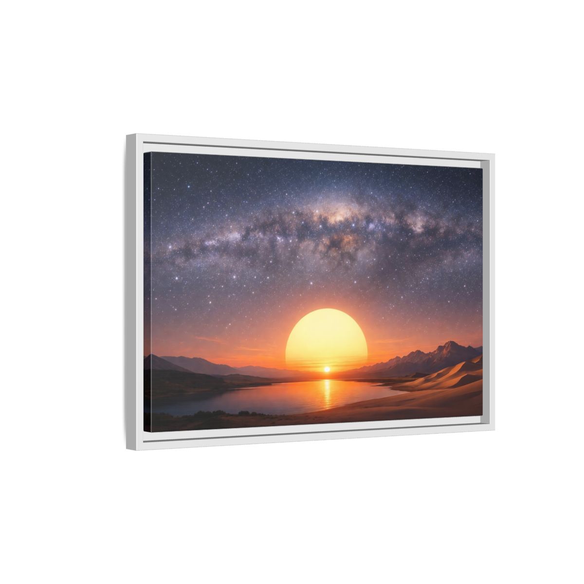 Side Mockup 1. Nature Milky Way Milky Way Sunset Desert shown as stretched canvas wall art