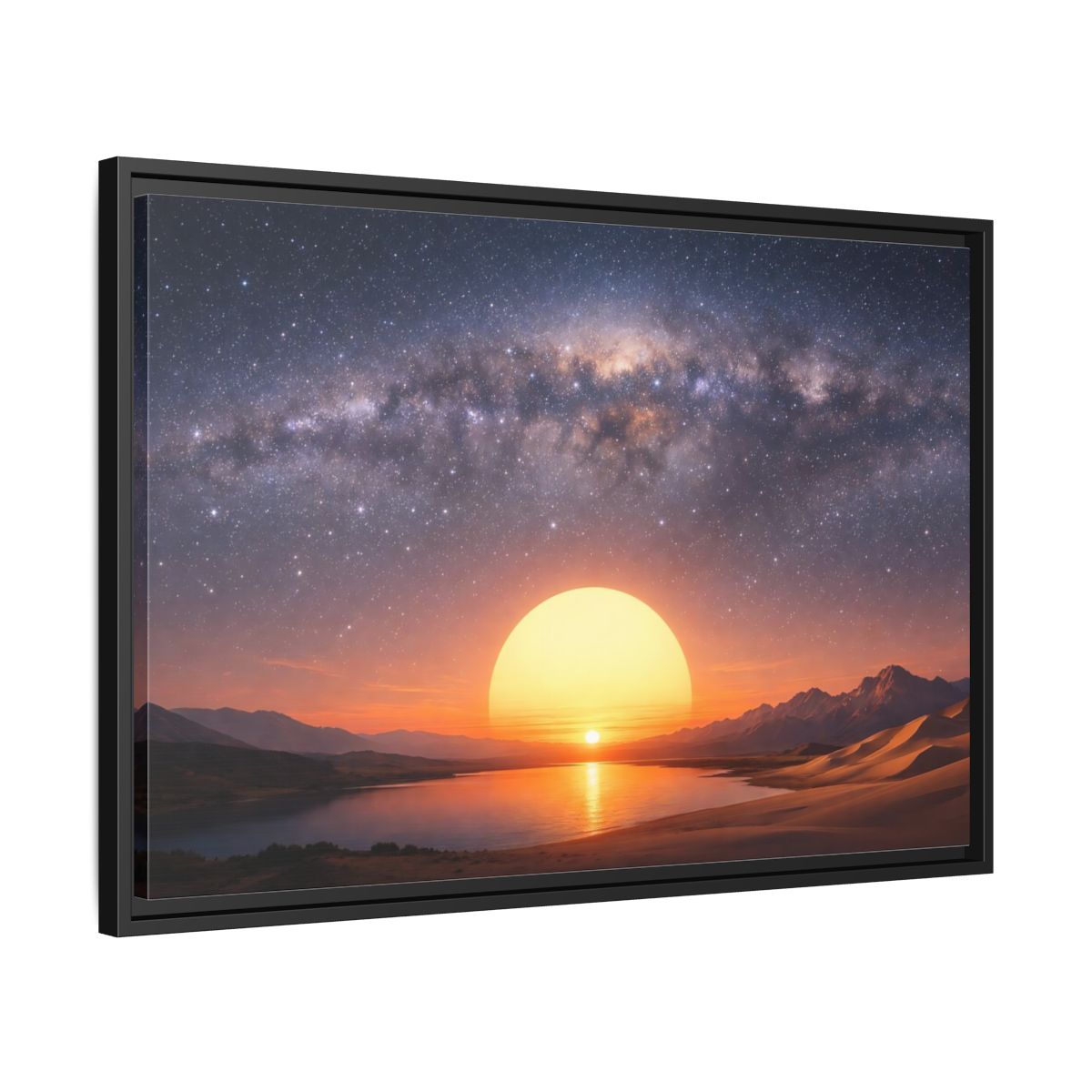 Side Mockup 14. Nature Milky Way Milky Way Sunset Desert shown as stretched canvas wall art
