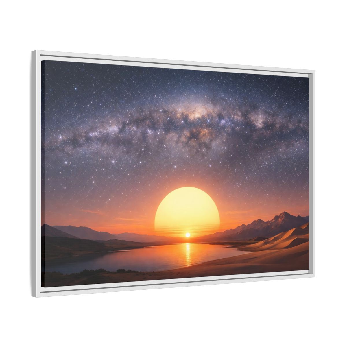 Side Mockup 9. Nature Milky Way Milky Way Sunset Desert shown as stretched canvas wall art