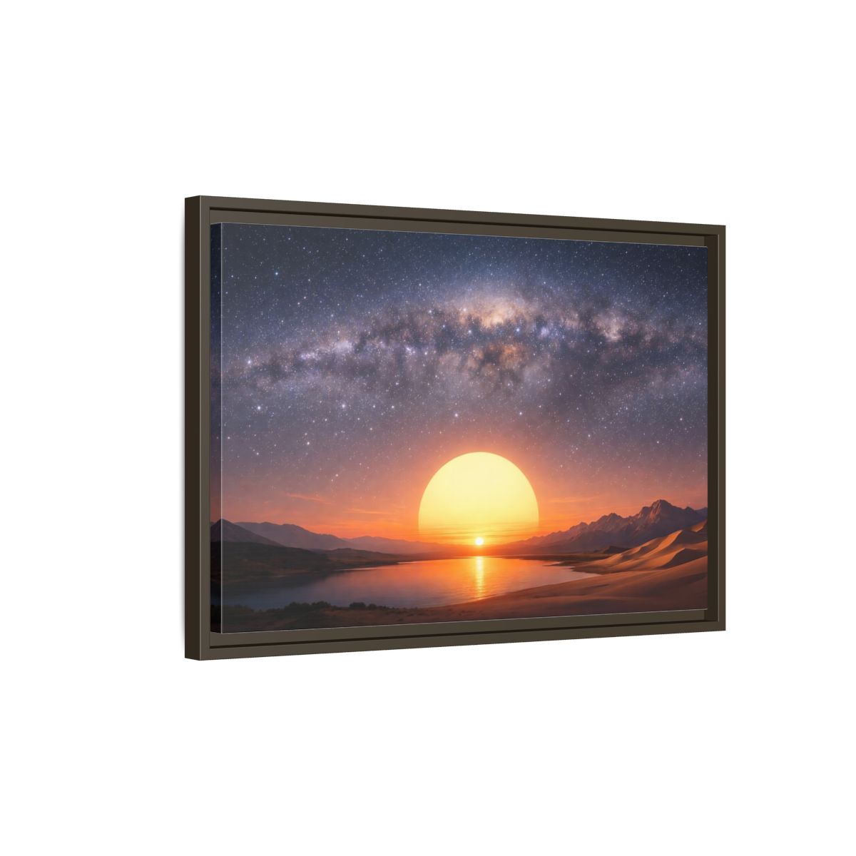 Side Mockup 2. Nature Milky Way Milky Way Sunset Desert shown as stretched canvas wall art