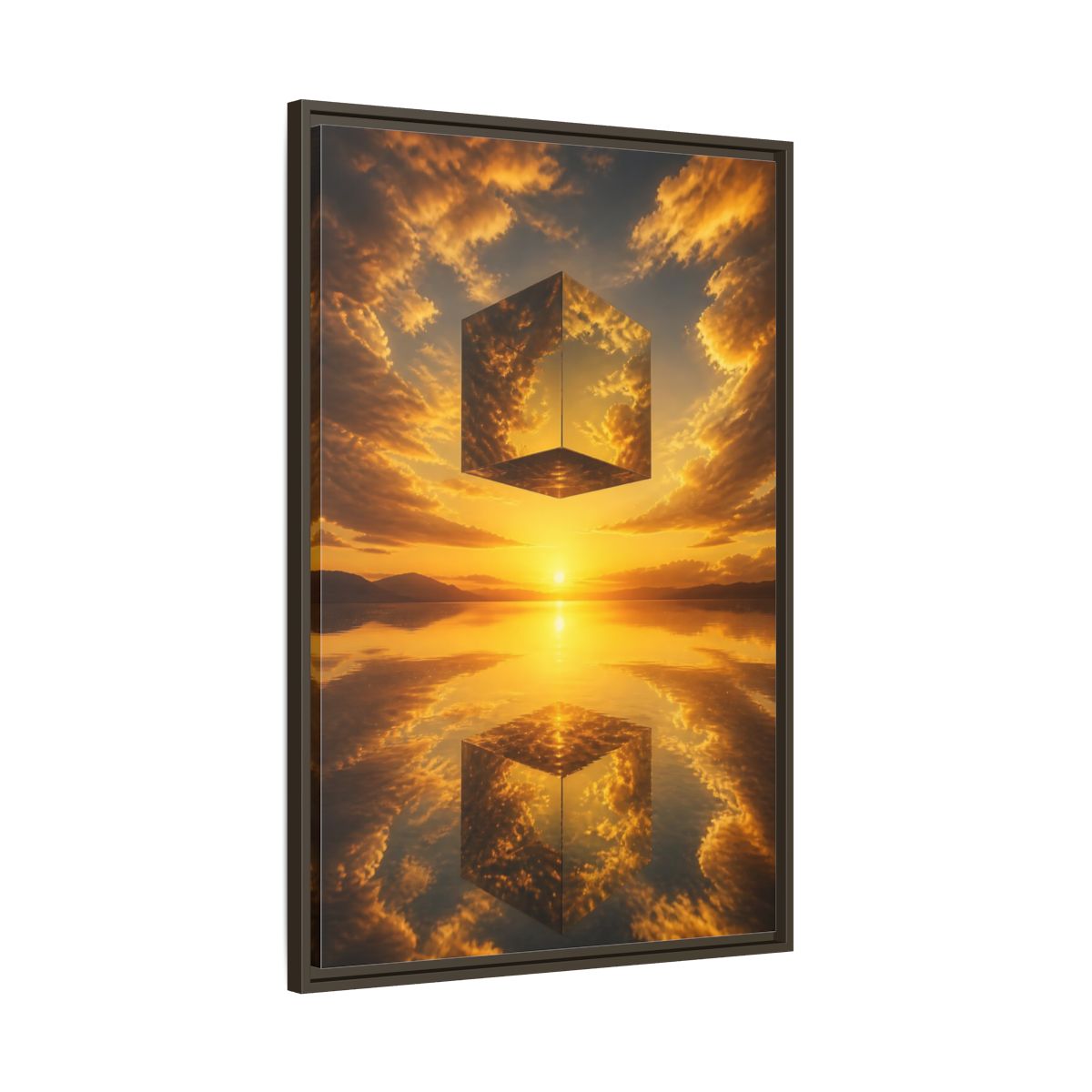 Main Mockup. Nature Mirrored Cube Golden Sunset Cube shown as stretched canvas wall art