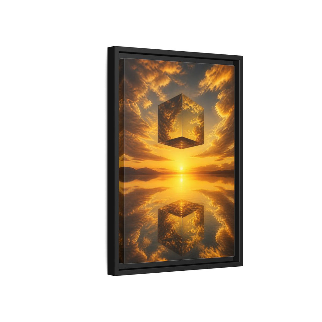 Side Mockup 6. Nature Mirrored Cube Golden Sunset Cube shown as stretched canvas wall art
