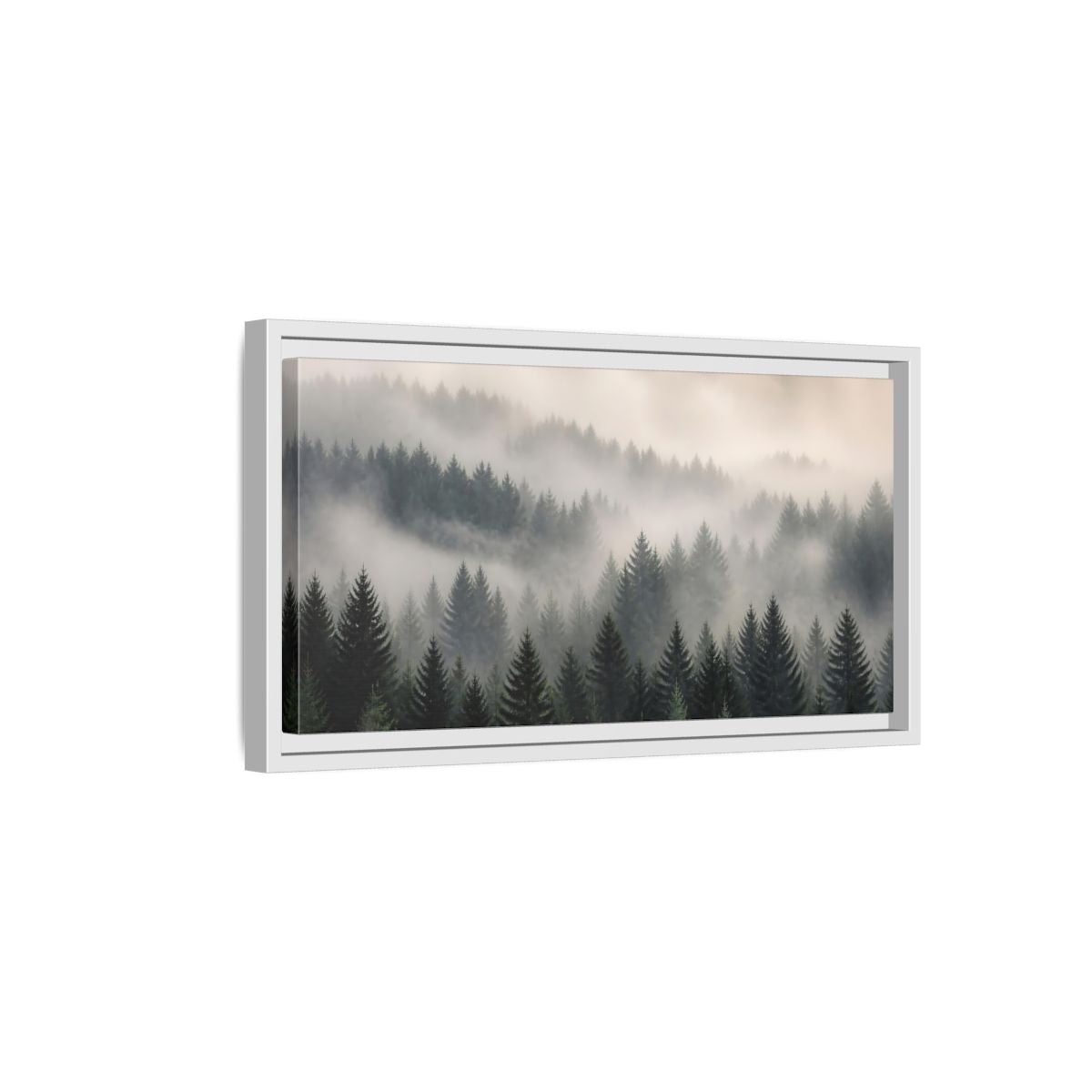 Side Mockup 6. Nature Misty Forest Green Foggy Forest shown as stretched canvas wall art