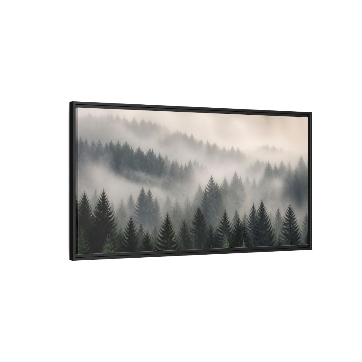 Side Mockup 5. Nature Misty Forest Green Foggy Forest shown as stretched canvas wall art