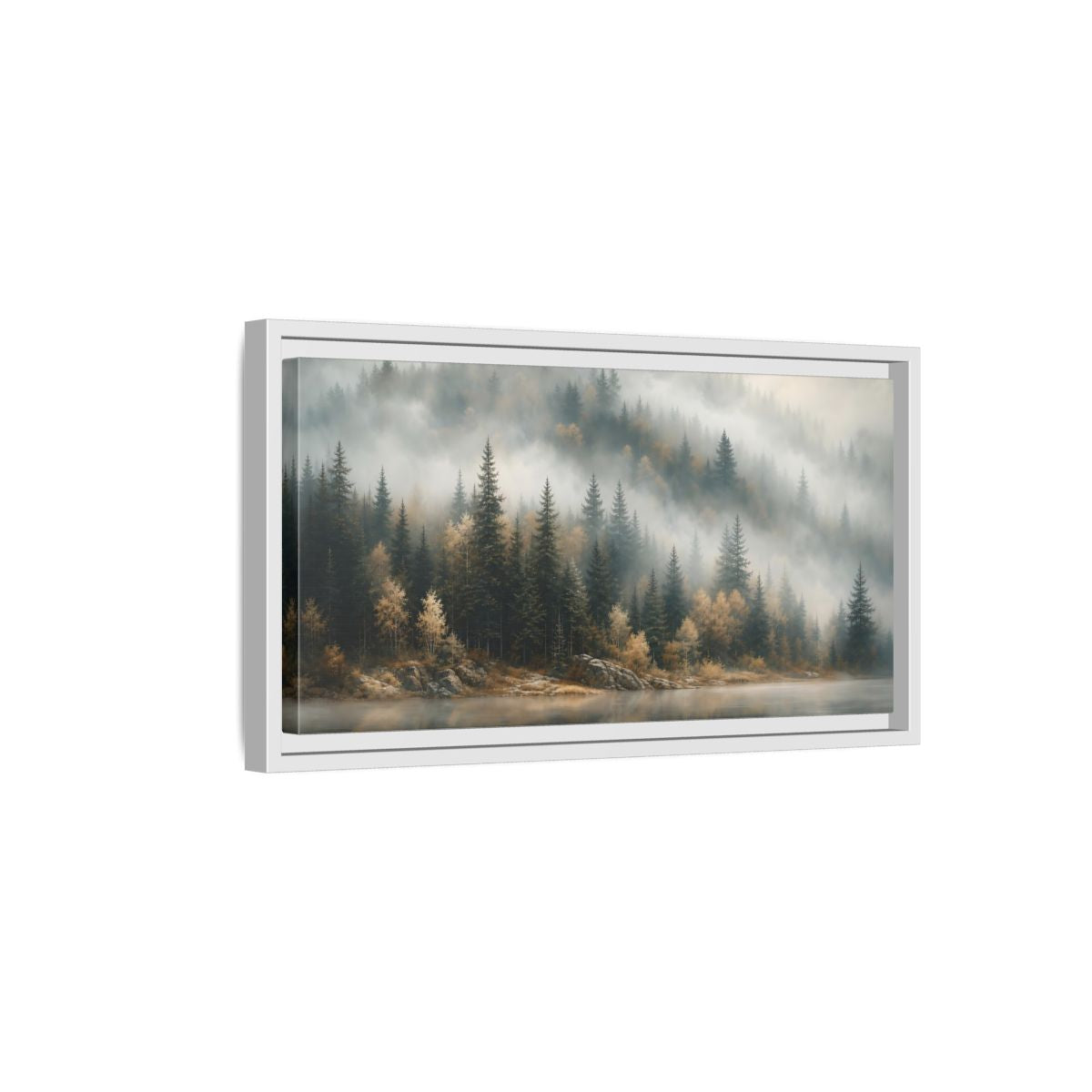 Side Mockup 6. Nature Misty Forest Misty Forest Landscape shown as stretched canvas wall art
