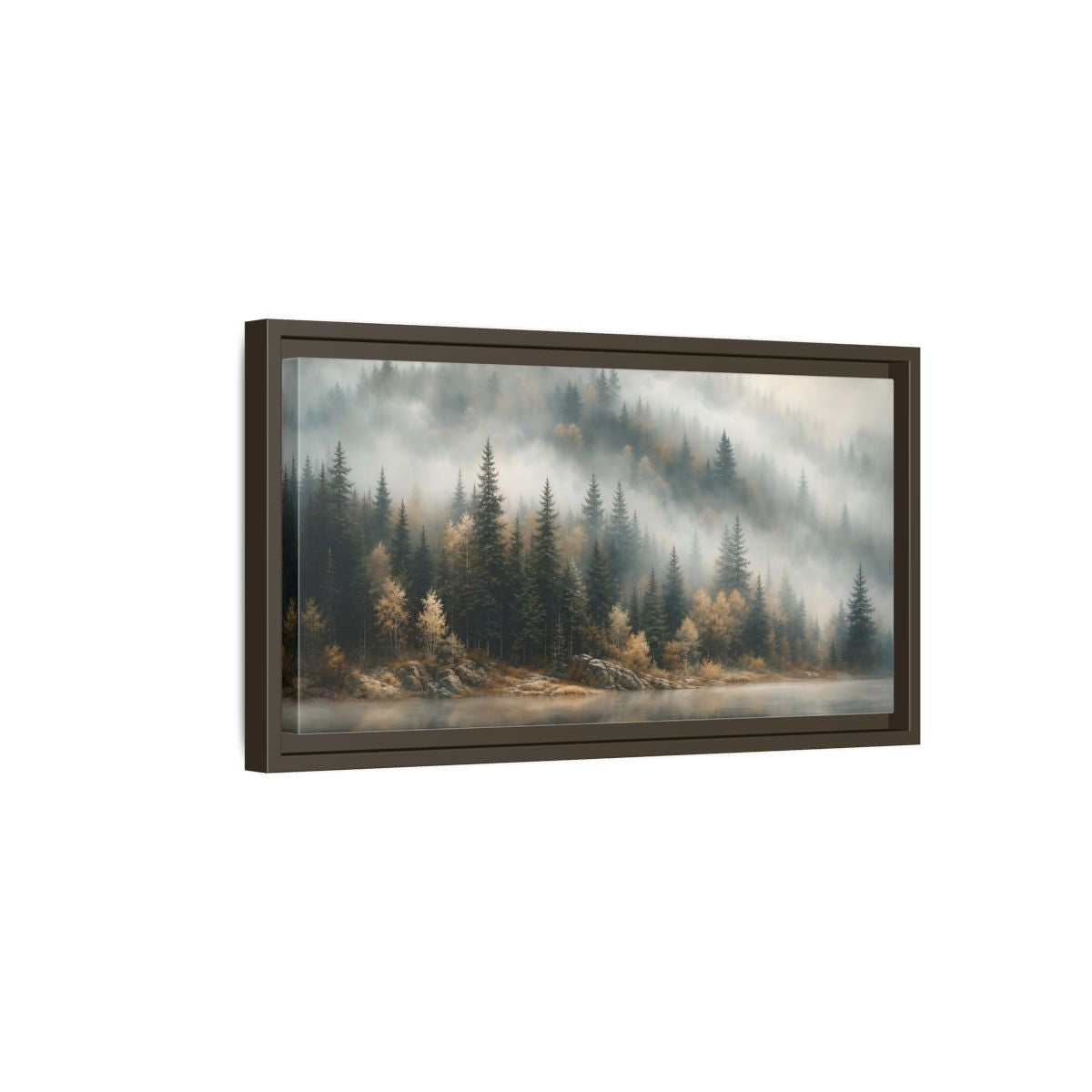 Side Mockup 7. Nature Misty Forest Misty Forest Landscape shown as stretched canvas wall art