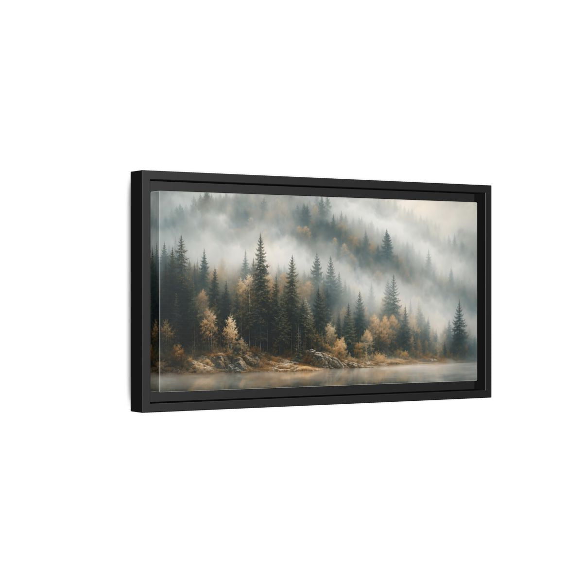 Side Mockup 8. Nature Misty Forest Misty Forest Landscape shown as stretched canvas wall art