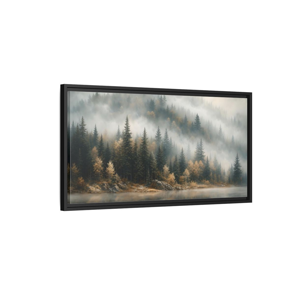 Side Mockup 2. Nature Misty Forest Misty Forest Landscape shown as stretched canvas wall art