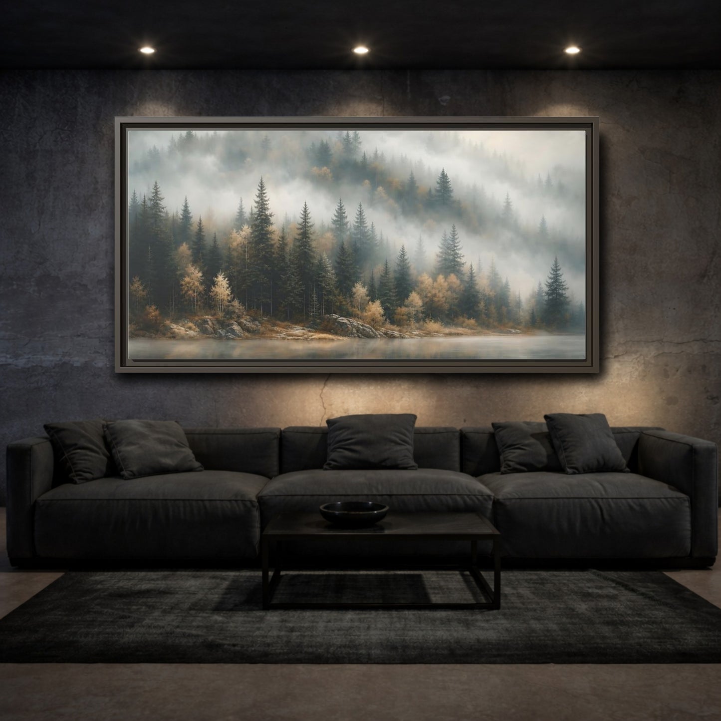 Mockup 3. Nature Misty Forest Misty Forest Landscape shown as stretched canvas wall art