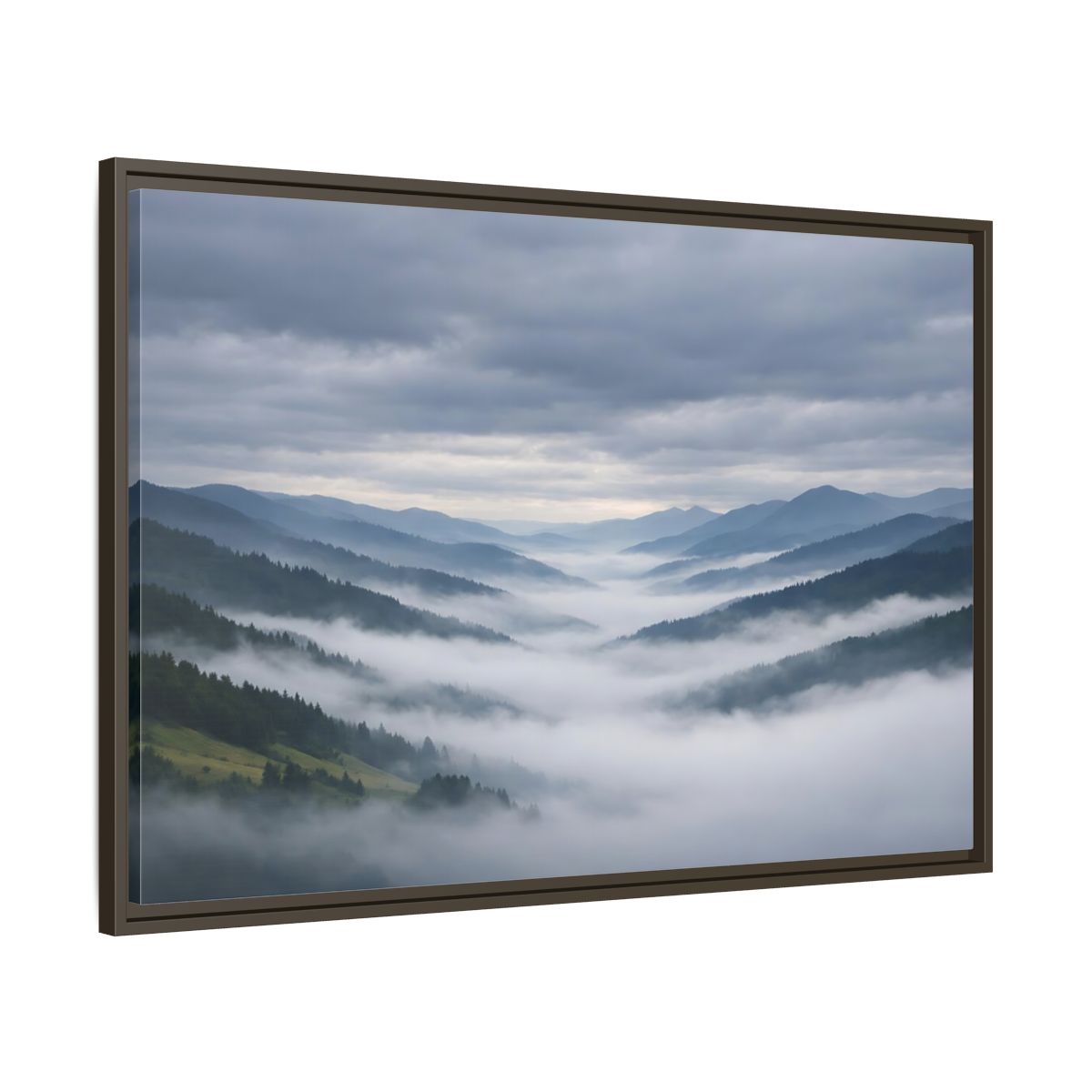 Main Mockup. Nature Misty Mountains Misty Mountain Landscape shown as stretched canvas wall art
