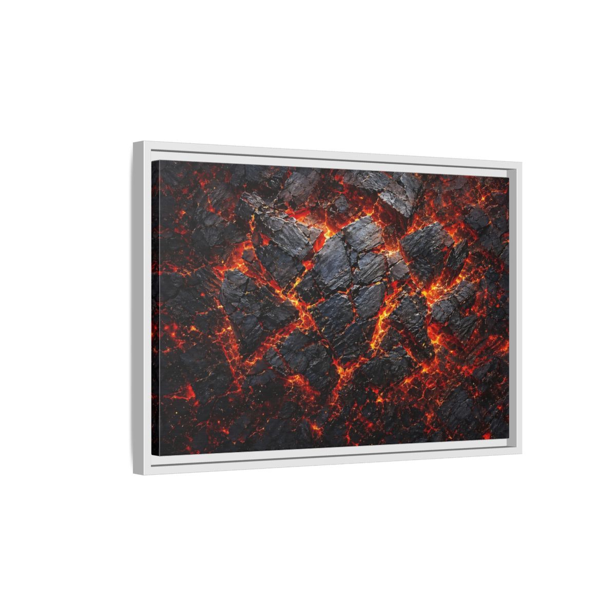 Side Mockup 1. Nature Molten Lava Volcanic Earth shown as stretched canvas wall art