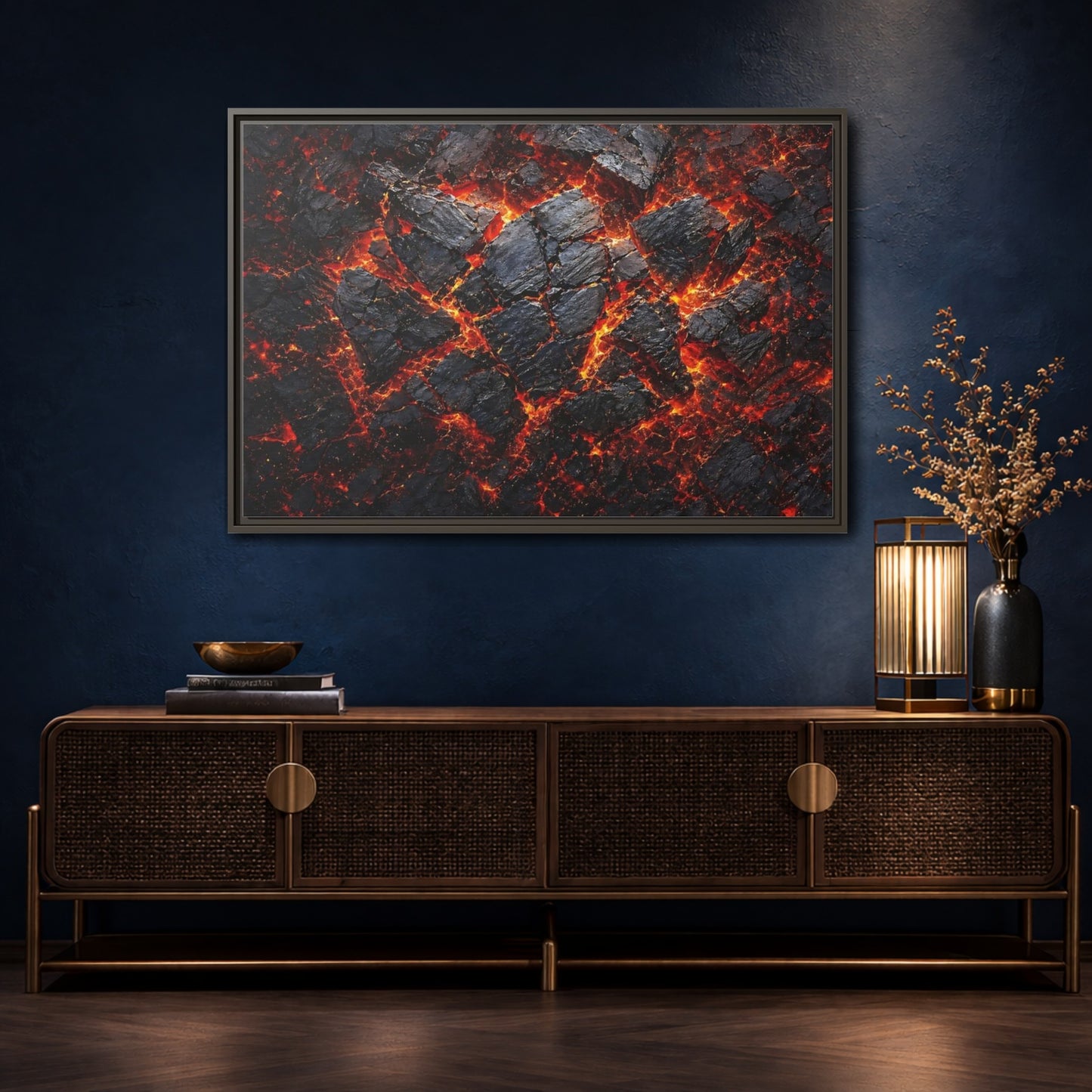 Mockup 4. Nature Molten Lava Volcanic Earth shown as stretched canvas wall art