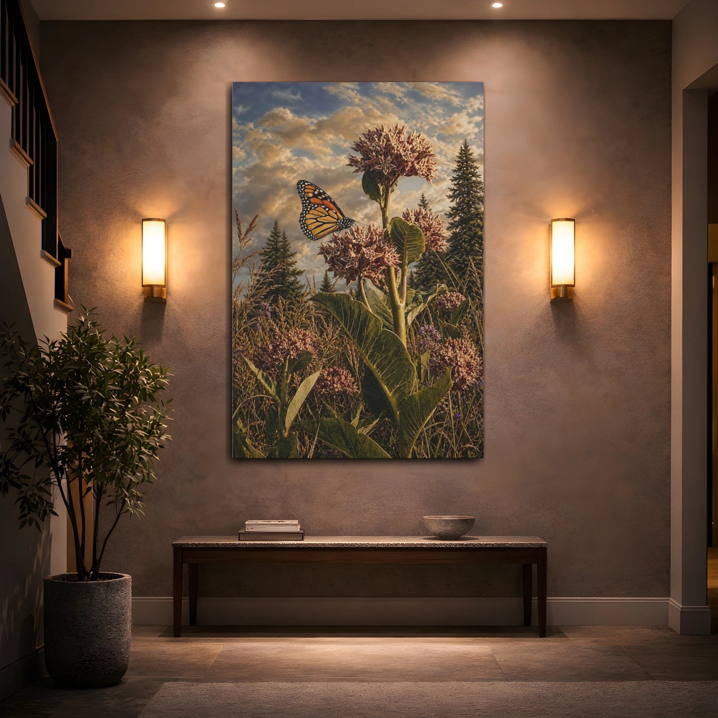 Mockup 2. Nature Monarch Butterfly Monarch Butterfly Field shown as stretched canvas wall art