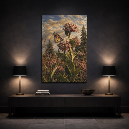 Mockup 3. Nature Monarch Butterfly Monarch Butterfly Field shown as stretched canvas wall art
