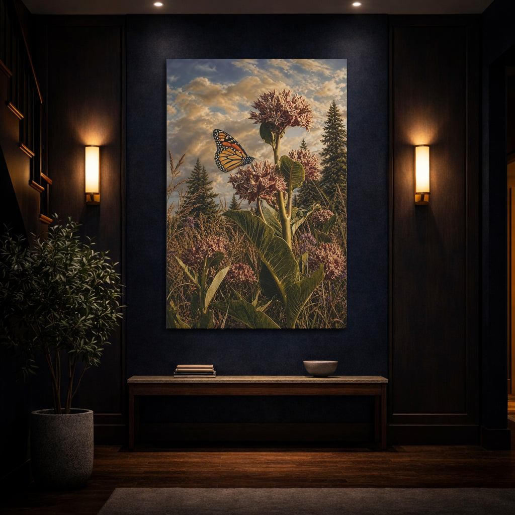 Mockup 4. Nature Monarch Butterfly Monarch Butterfly Field shown as stretched canvas wall art