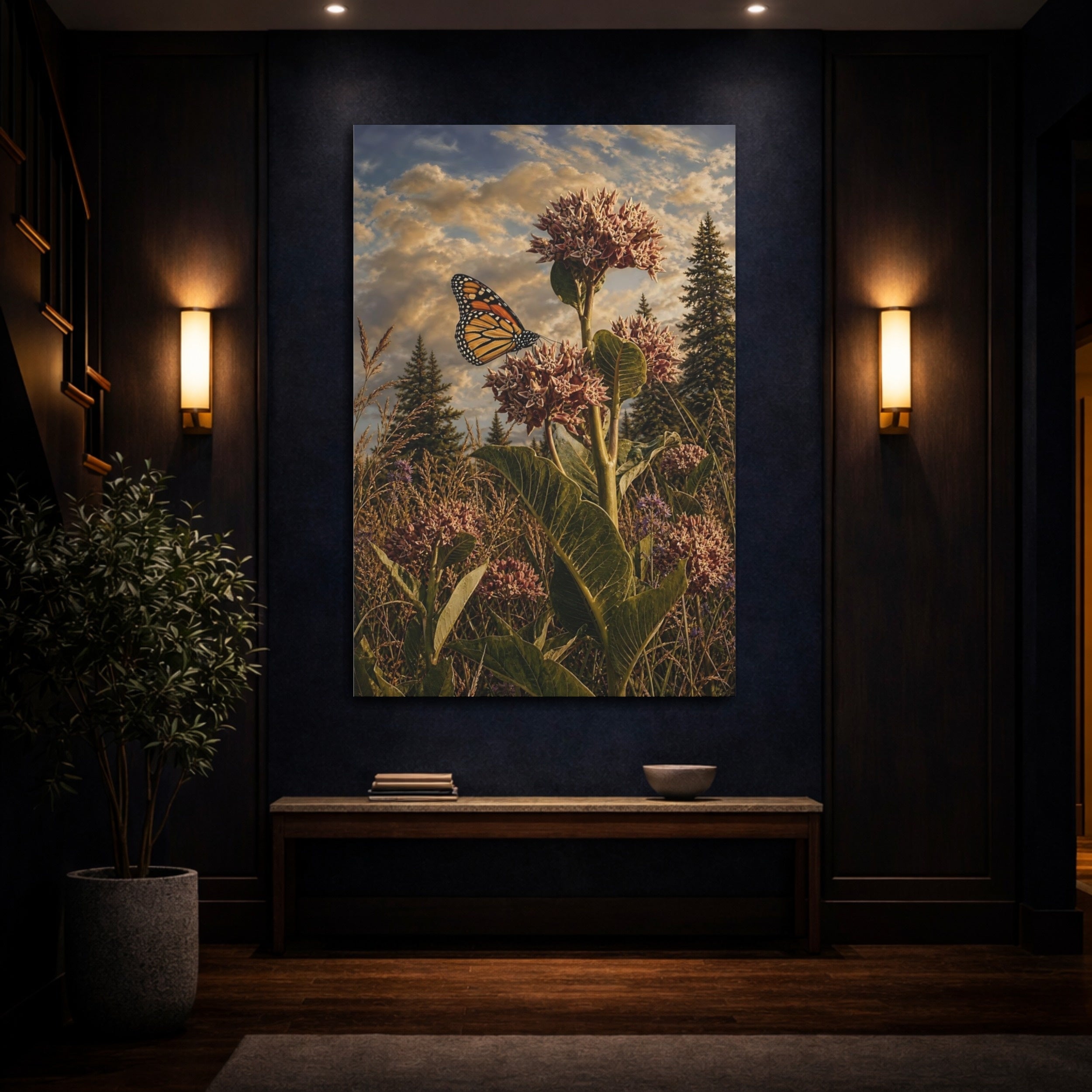 Mockup 4. Nature Monarch Butterfly Monarch Butterfly Field shown as stretched canvas wall art