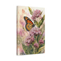 Side Mockup 4. Nature Monarch Butterfly Pink Monarch Floral shown as stretched canvas wall art