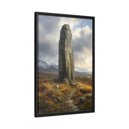 Side Mockup 14. Nature Monolith Brown And Gray Landscape shown as stretched canvas wall art