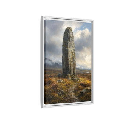 Side Mockup 1. Nature Monolith Brown And Gray Landscape shown as stretched canvas wall art