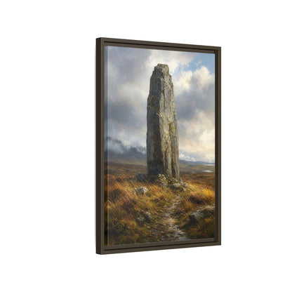 Side Mockup 2. Nature Monolith Brown And Gray Landscape shown as stretched canvas wall art