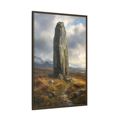 Side Mockup 8. Nature Monolith Brown And Gray Landscape shown as stretched canvas wall art