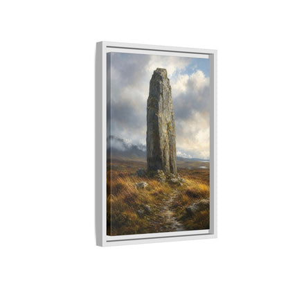 Side Mockup 4. Nature Monolith Brown And Gray Landscape shown as stretched canvas wall art