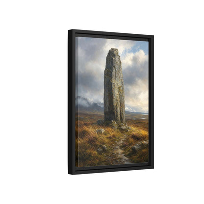 Side Mockup 6. Nature Monolith Brown And Gray Landscape shown as stretched canvas wall art