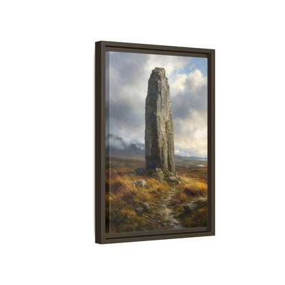 Side Mockup 5. Nature Monolith Brown And Gray Landscape shown as stretched canvas wall art