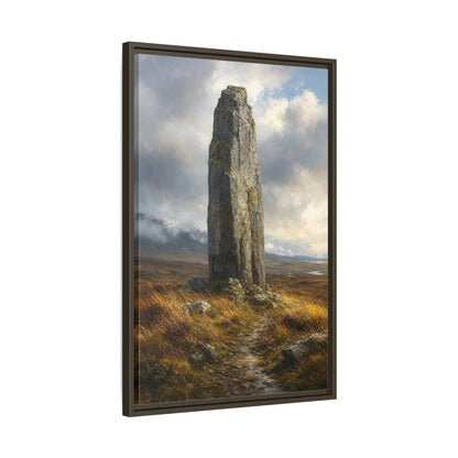 Side Mockup 11. Nature Monolith Brown And Gray Landscape shown as stretched canvas wall art