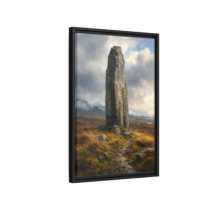 Side Mockup 3. Nature Monolith Brown And Gray Landscape shown as stretched canvas wall art
