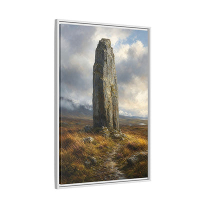 Side Mockup 9. Nature Monolith Brown And Gray Landscape shown as stretched canvas wall art