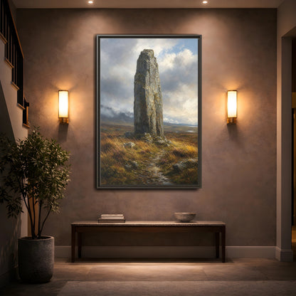 Mockup 2. Nature Monolith Brown And Gray Landscape shown as stretched canvas wall art