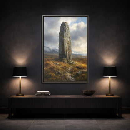 Mockup 3. Nature Monolith Brown And Gray Landscape shown as stretched canvas wall art
