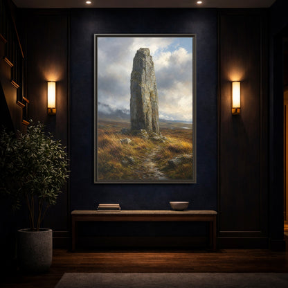 Mockup 4. Nature Monolith Brown And Gray Landscape shown as stretched canvas wall art
