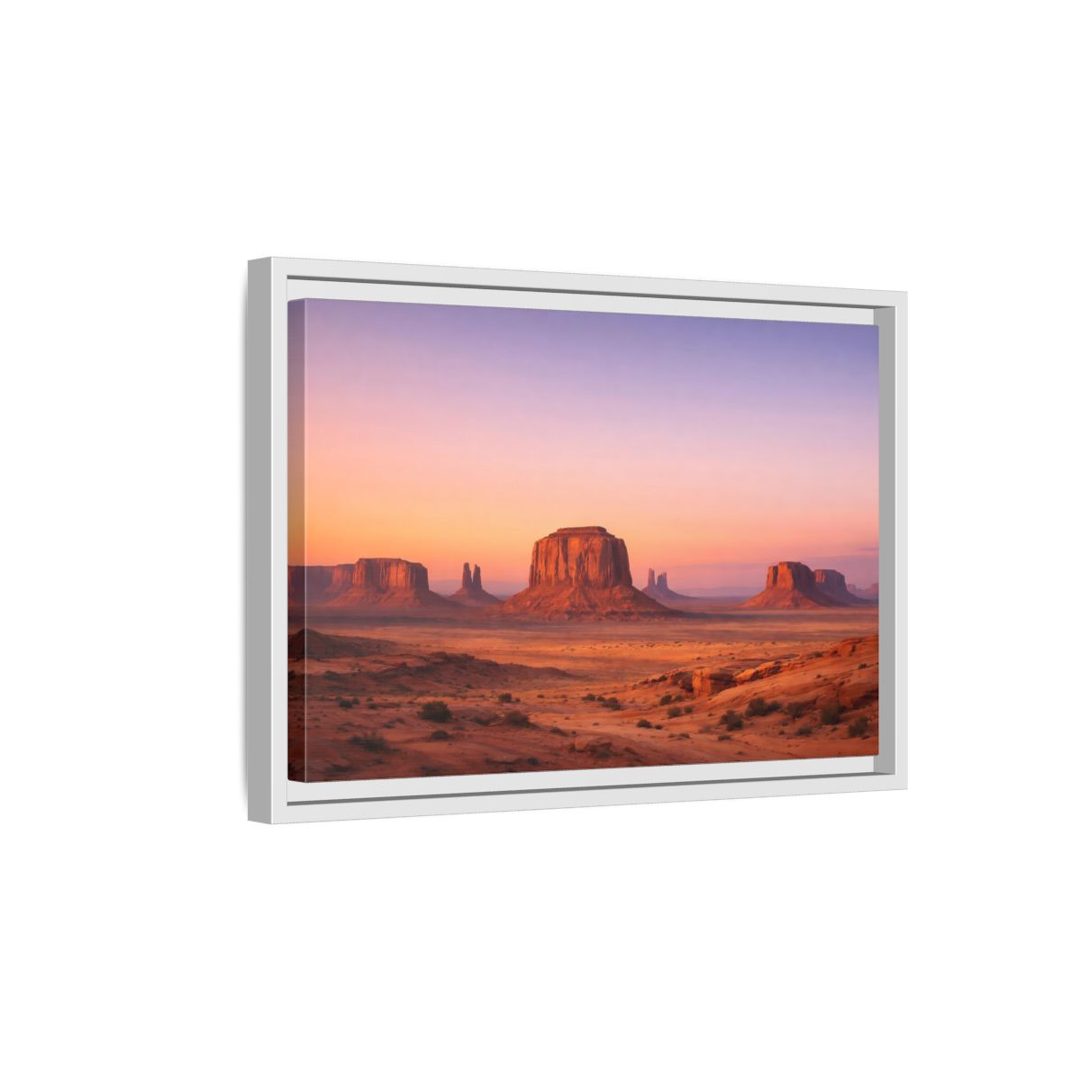 Side Mockup 4. Nature Monument Valley Desert Sunset shown as stretched canvas wall art