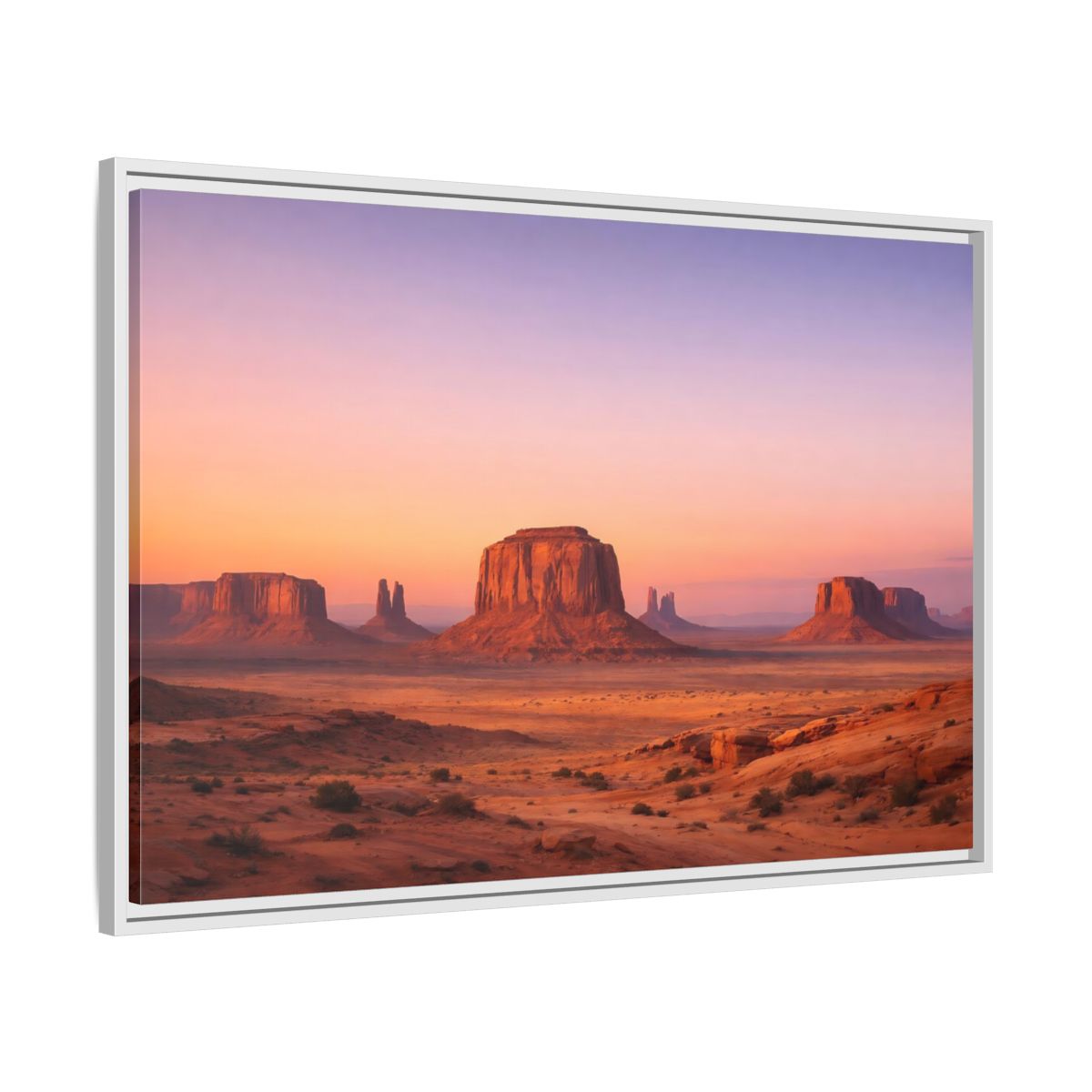 Side Mockup 9. Nature Monument Valley Desert Sunset shown as stretched canvas wall art