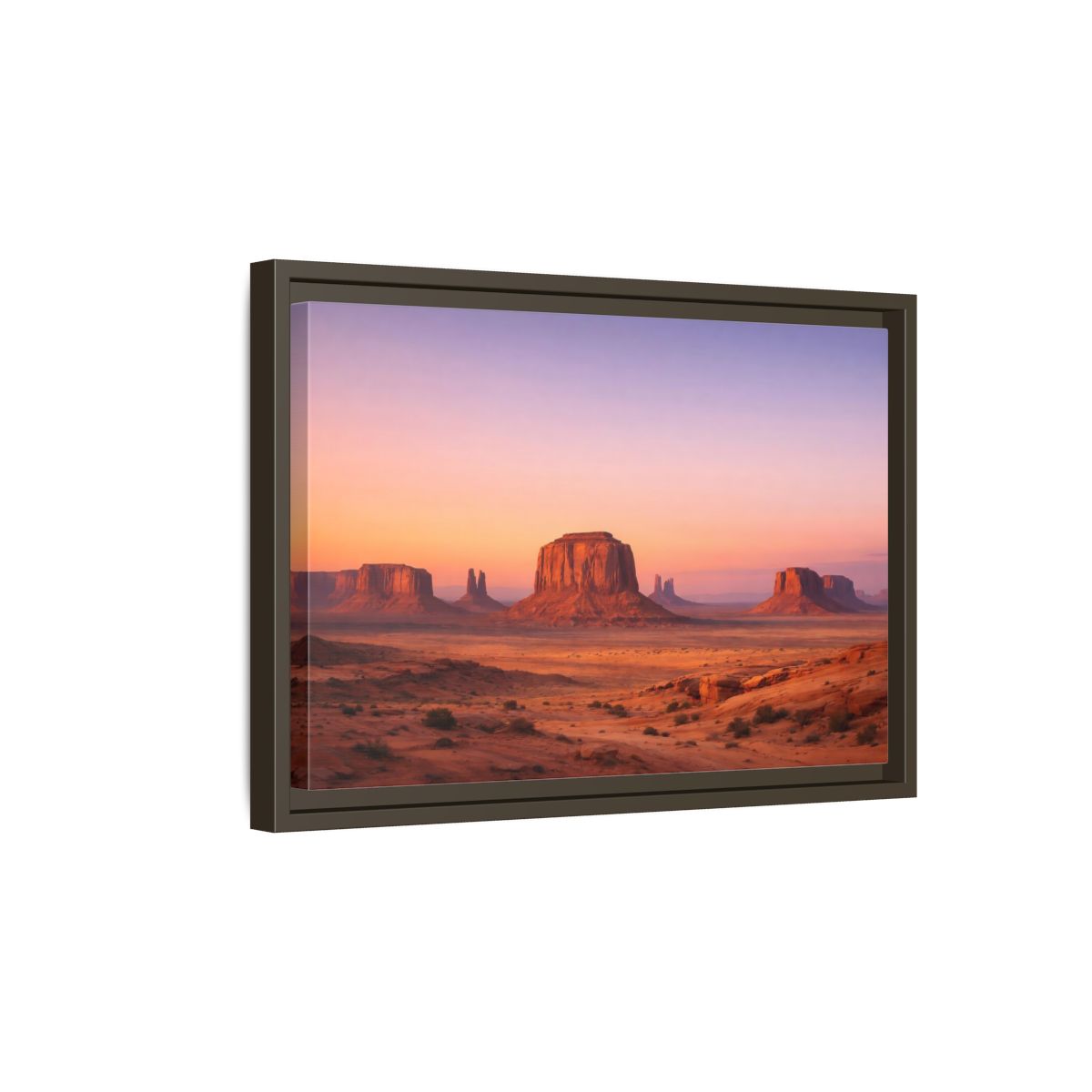 Side Mockup 5. Nature Monument Valley Desert Sunset shown as stretched canvas wall art