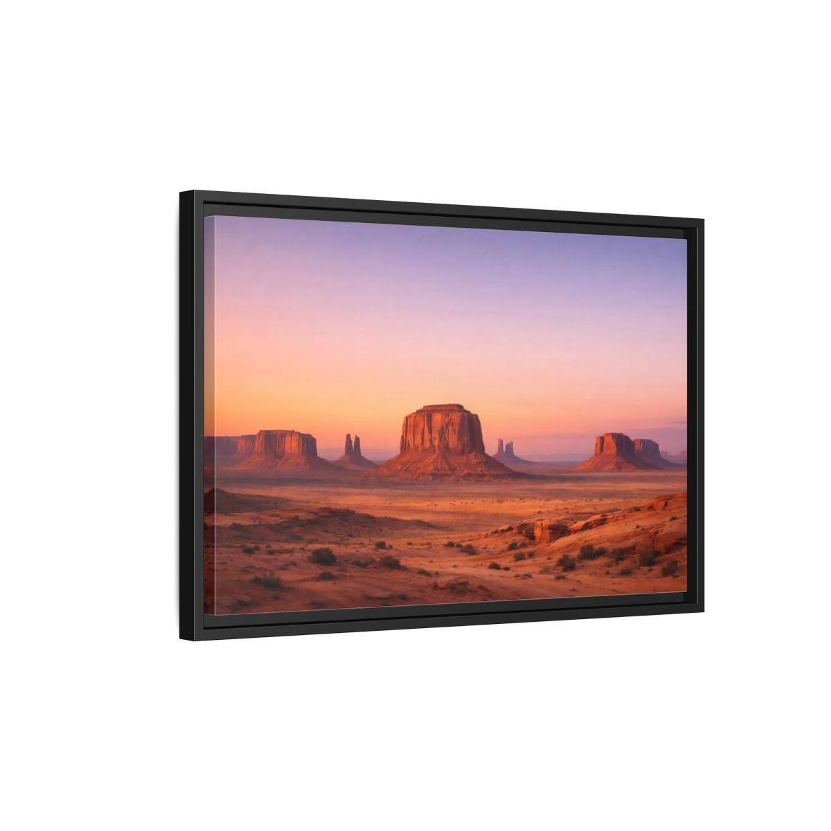 Side Mockup 3. Nature Monument Valley Desert Sunset shown as stretched canvas wall art