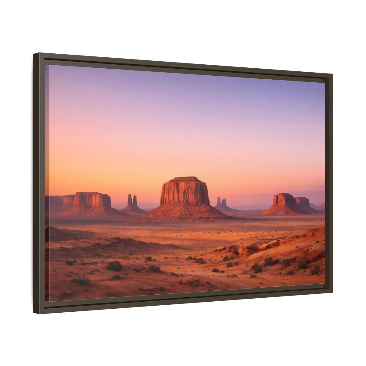 Side Mockup 11. Nature Monument Valley Desert Sunset shown as stretched canvas wall art