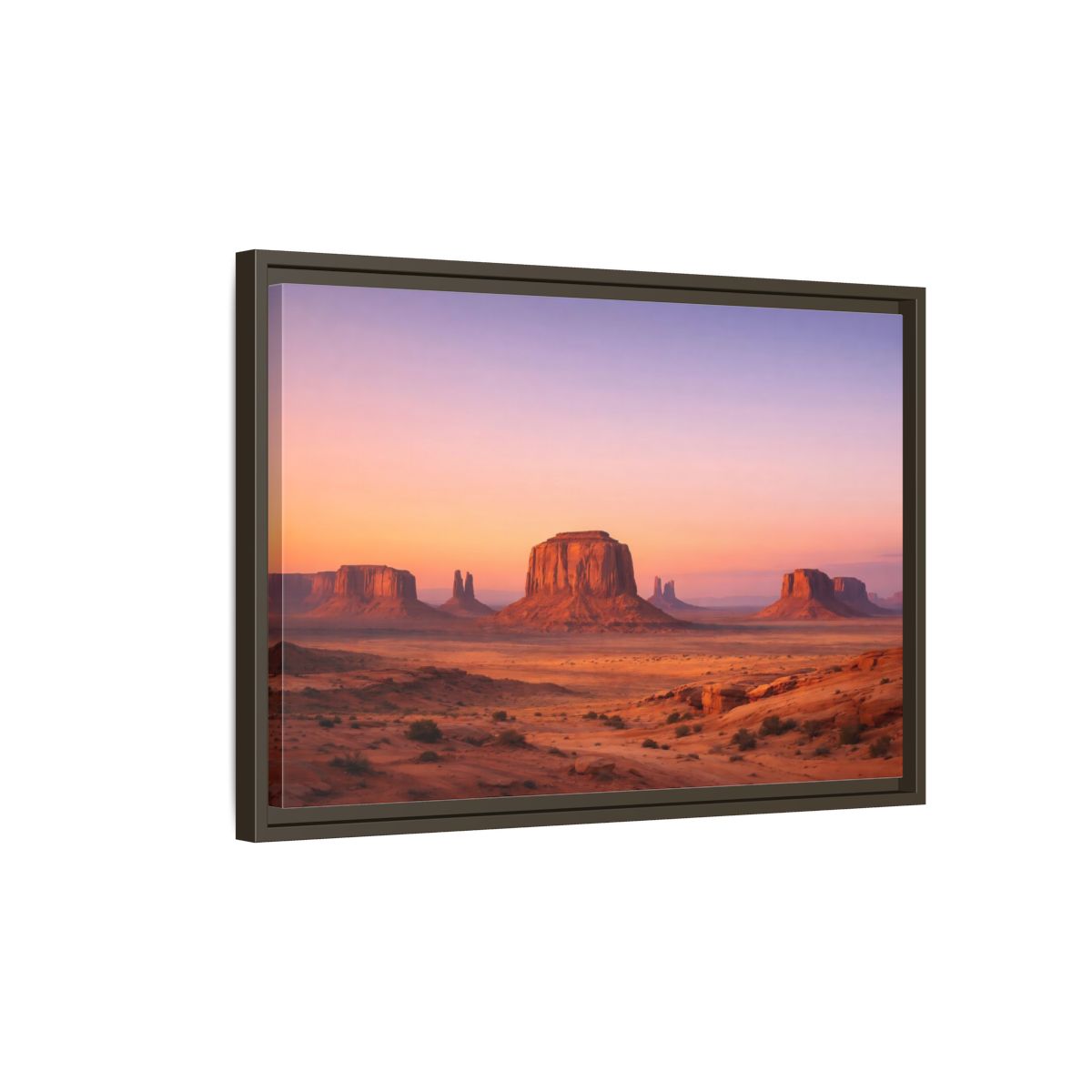Side Mockup 2. Nature Monument Valley Desert Sunset shown as stretched canvas wall art