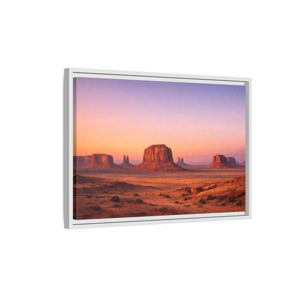 Side Mockup 1. Nature Monument Valley Desert Sunset shown as stretched canvas wall art