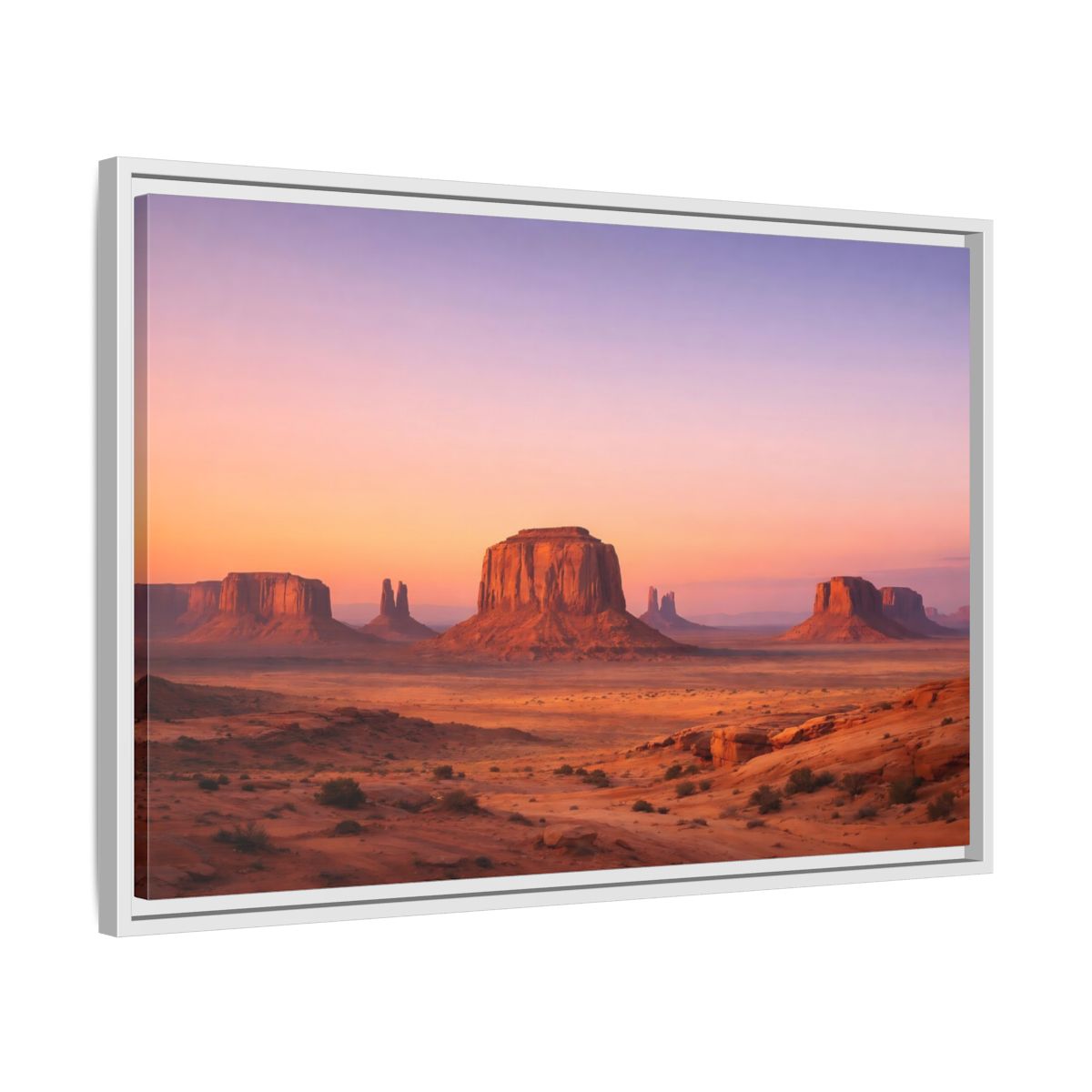 Side Mockup 10. Nature Monument Valley Desert Sunset shown as stretched canvas wall art