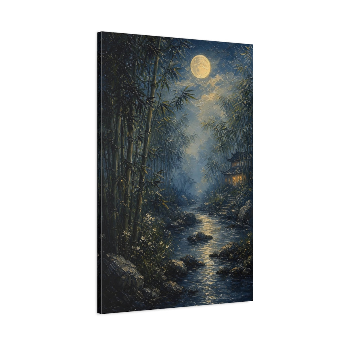 Main Mockup. Nature Moonlit Bamboo Moonlit Bamboo shown as stretched canvas wall art