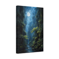 Side Mockup 4. Nature Moonlit Jungle Green And Blue shown as stretched canvas wall art