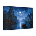 Side Mockup 4. Nature Moonlit Landscape Blue Night Landscape shown as stretched canvas wall art