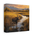 Side Mockup 2. Nature Moose Golden Moose shown as stretched canvas wall art