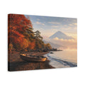 Side Mockup 4. Nature Mount Fuji Autumn Mountain Lake shown as stretched canvas wall art