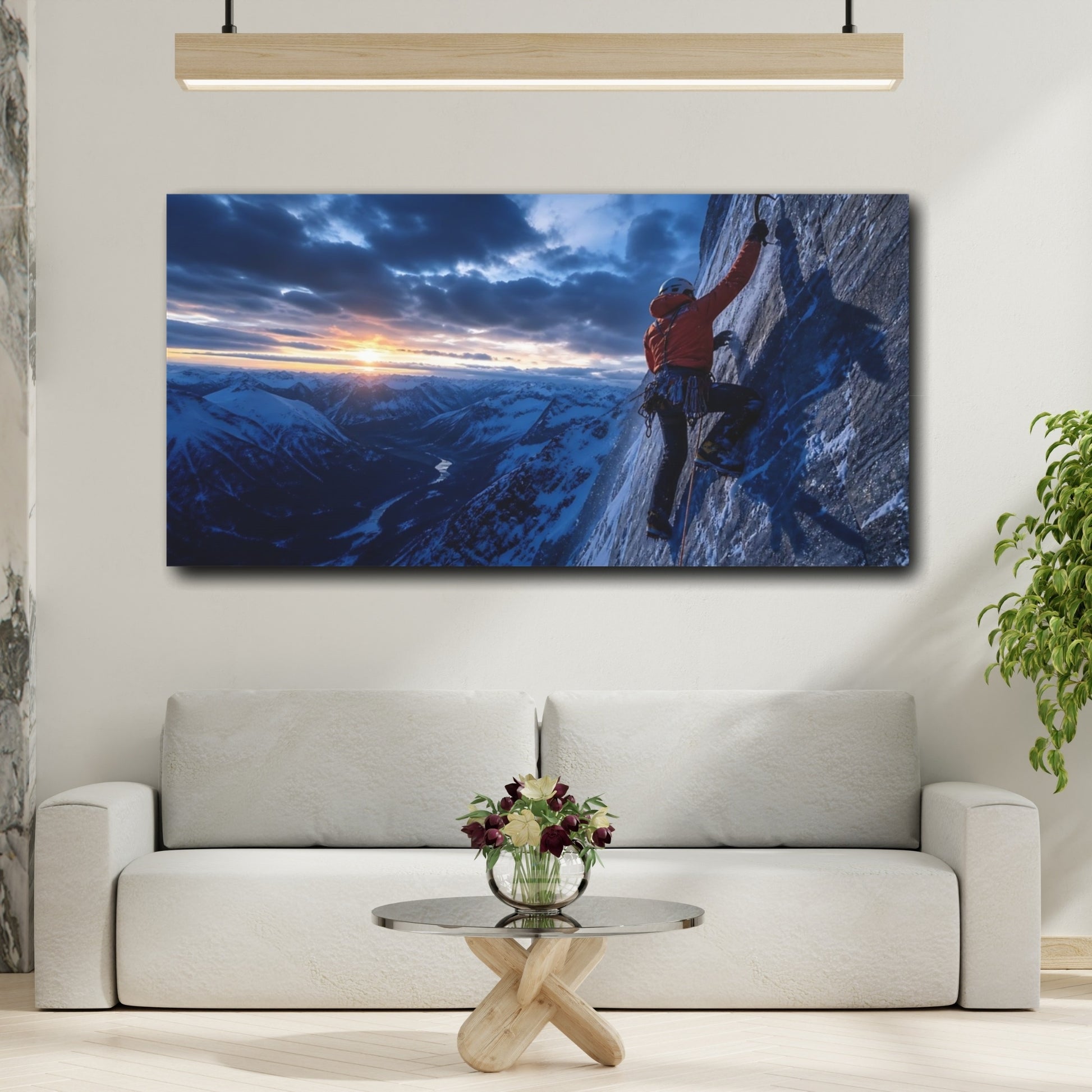 Mockup 2. Nature Mountain Climber Orange And Blue Mountains shown as canvas print