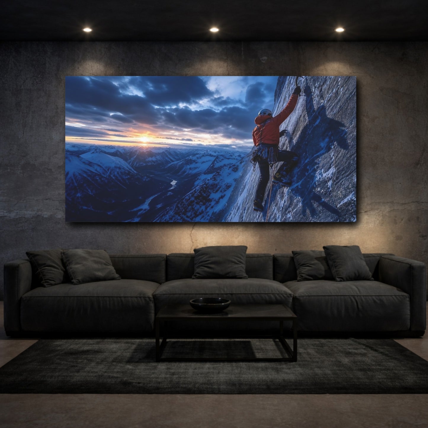 Mockup 4. Nature Mountain Climber Orange And Blue Mountains shown as canvas print