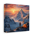 Side Mockup 2. Nature Mountain Climber Orange Sunset Mountain shown as stretched canvas wall art